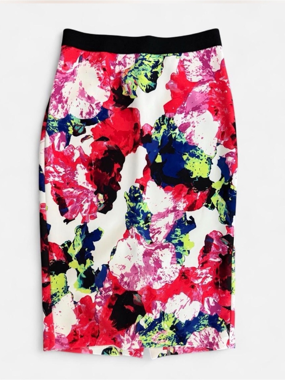 MILLY Floral Pencil Skirt Size S Abstract Stretch Midi Career - Picture 2 of 4